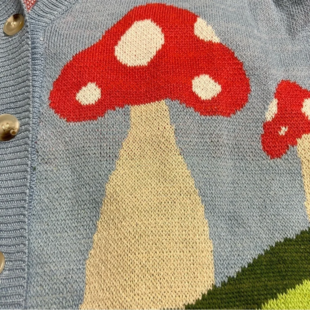 Miss Sparkling boho Mushroom field cardigan colorful red green blue large EUC - Picture 7 of 9
